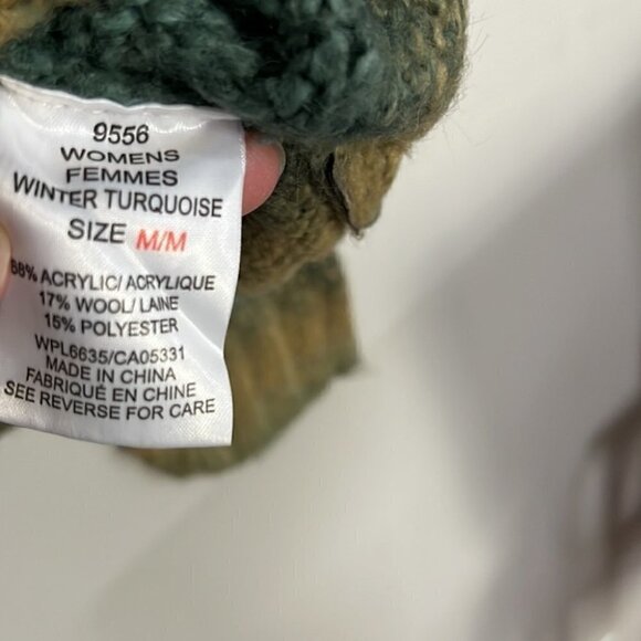 WOOLRICH vintage jade green and gold wool blend cowl neck sweater size medium - Picture 3 of 7